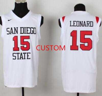 Men%27s San Diego State University Basketball White Customized Jersey->customized ncaa jersey->Custom Jersey